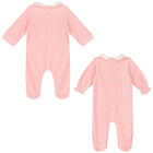Baby Girls Pink Velour Babygrows (2 Pack), 1, hi-res